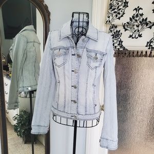 Guess blue and white pinstripe Jean jacket